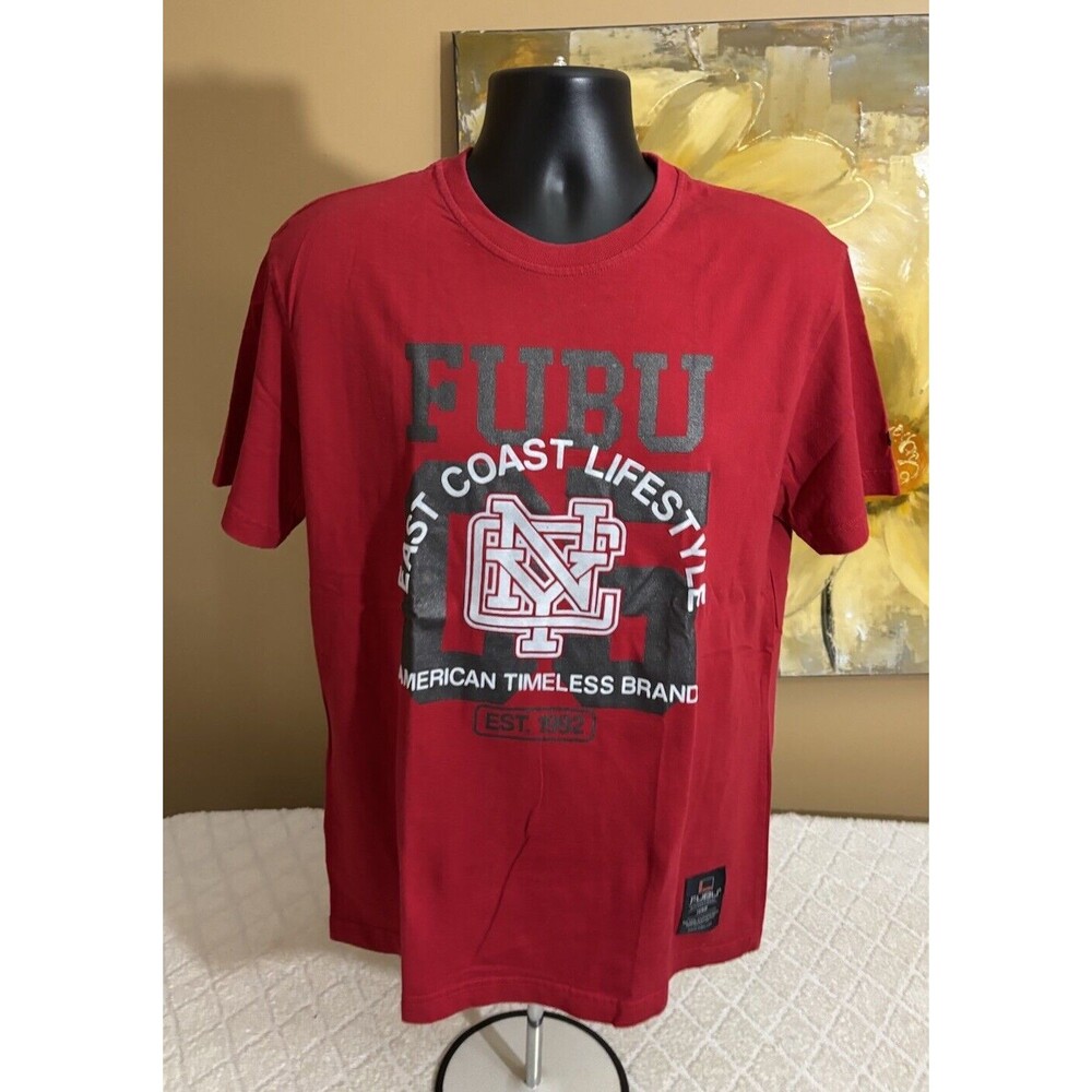 Fubu International East Coast Lifestyle NYC Graphic Print Red Tee Men’s Size L